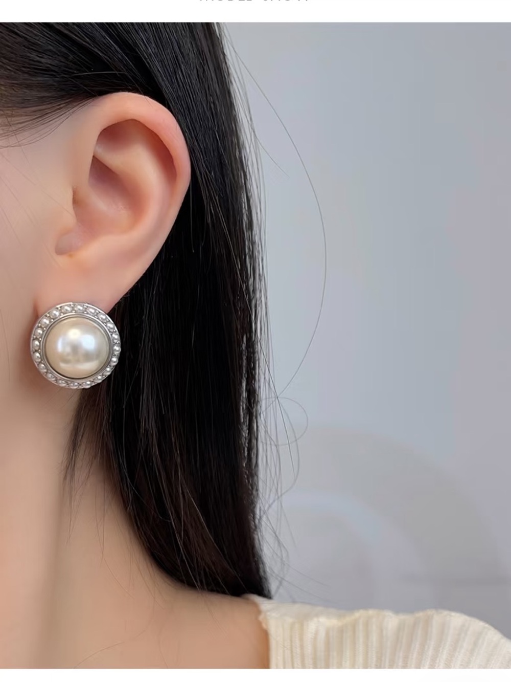 brand new Classic Pearl and Silver-Trim Button Earrings - Elegant White Pearl